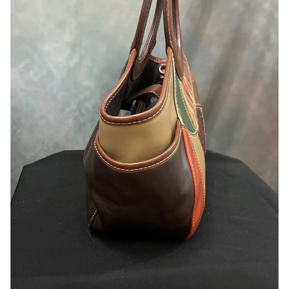 Relic by Fossil Multi-Color Patchwork Handbag Brown Faux Leather Satchel Bag - Picture 5 of 13